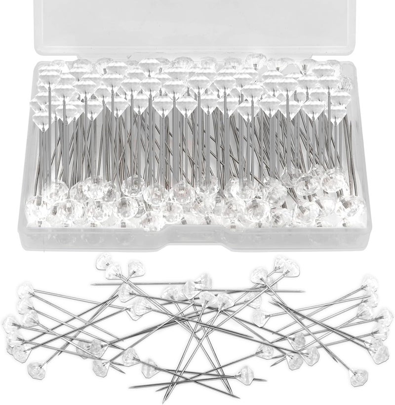 Cutiland 500pcs Diamond Pins for Bouquets,Floral Pins,Pin for Flowers,Boutonniere,Corsage,Straight Diamond Pin Sewing for Crafts,Flower Bouquet Accessories Floral Supplies, Bouquet - Image 1